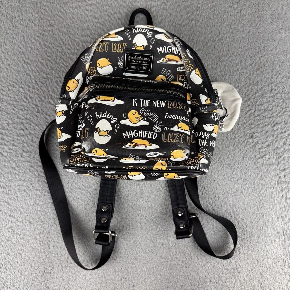 Loungefly Backpack Gudetama Lazy Egg Sanrio's Canvas Black
